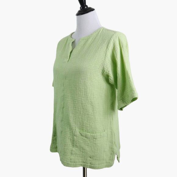 Soft Surroundings Size M Araza Gauze Tunic 2ek38 Green Altered - Picture 1 of 9